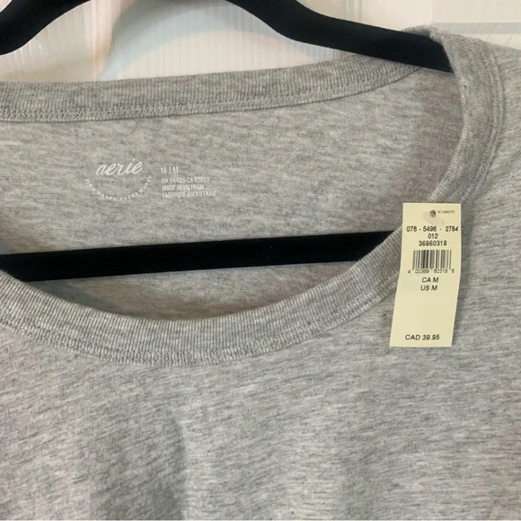 NWT Aerie Grey Tie Back Cropped Tee, size M - Picture 2 of 9